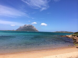 På stranden och solstolar