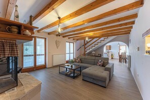 TV, fireplace, foosball