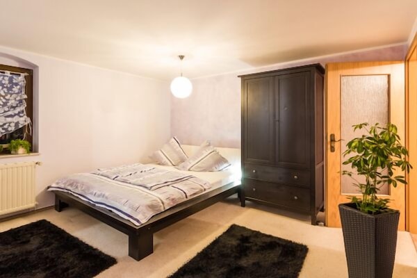 Wohn-/Schlafzimmer mit Doppelbett