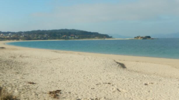 Une plage avec un rivage sablonneux et une mer calme.