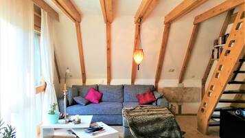 Smart TV, lareira, biblioteca musical