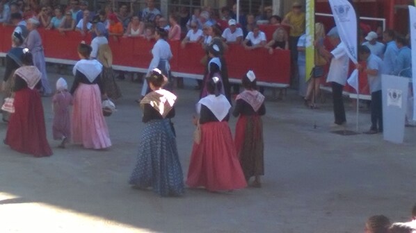 A group of people in traditional attire performing in front of an audience. - QUIET HOUSE WITH GARDEN AND PRIVATE PARKING IN GREAT PROPERTY (Marsillargues)