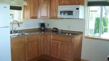 Fridge, oven, stovetop, electric kettle