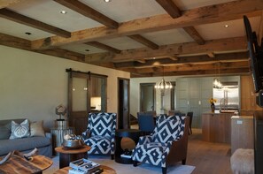 Smart TV, fireplace, stereo