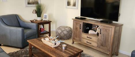 Smart TV, DVD player, books