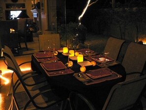 Outdoor dining, day or night