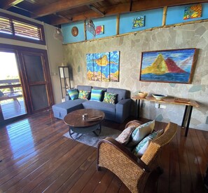 Smart TV, DVD player, books, music library