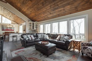 Smart TV, fireplace, video games, DVD player