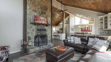 TV connectée, cheminée, jeux vidéo, lecteur de DVD