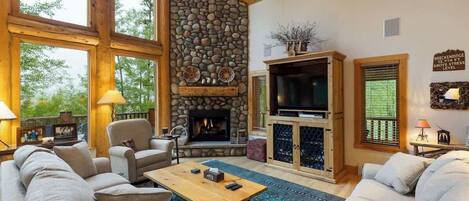 TV, fireplace, DVD player, offices