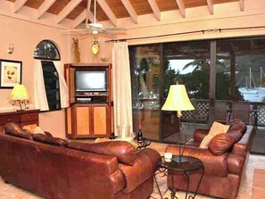TV, DVD player, stereo