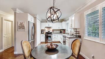 Fridge, microwave, dishwasher, coffee/tea maker