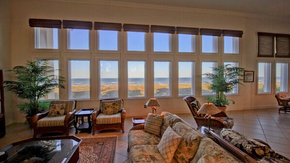 House, 6 Bedrooms | Living area | TV, fireplace, offices - Manu Kai - Beachfront House With Private Pool And Hot Tub 6 Bedroom Home by RedAwning (South Padre Island)