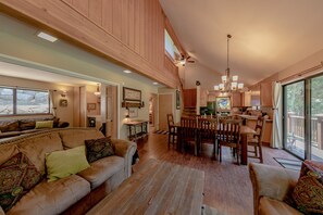 Smart TV, fireplace, video games, DVD player