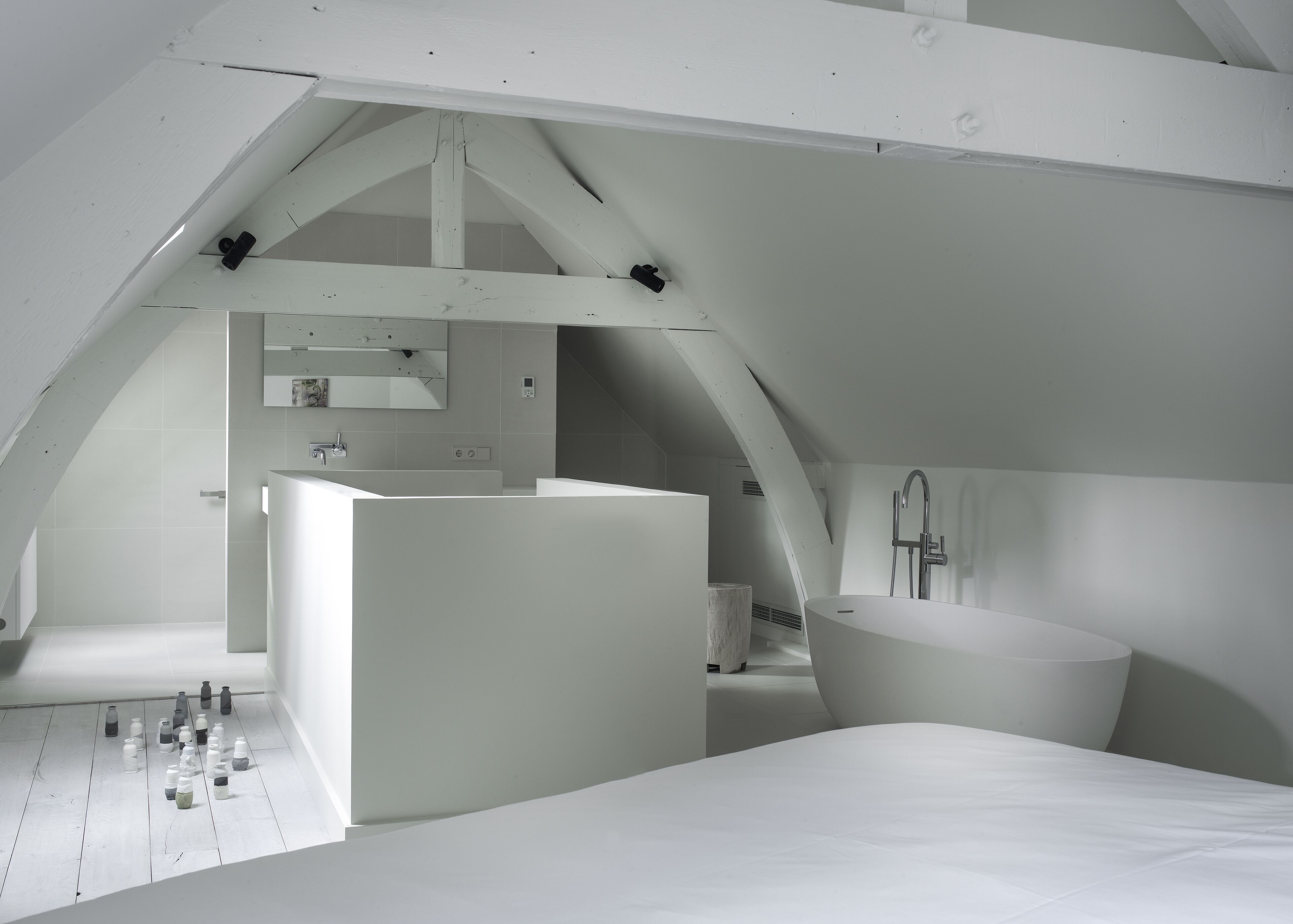 corner duplex | bathroom | designer toiletries, hair dryer, bathrobes, towels