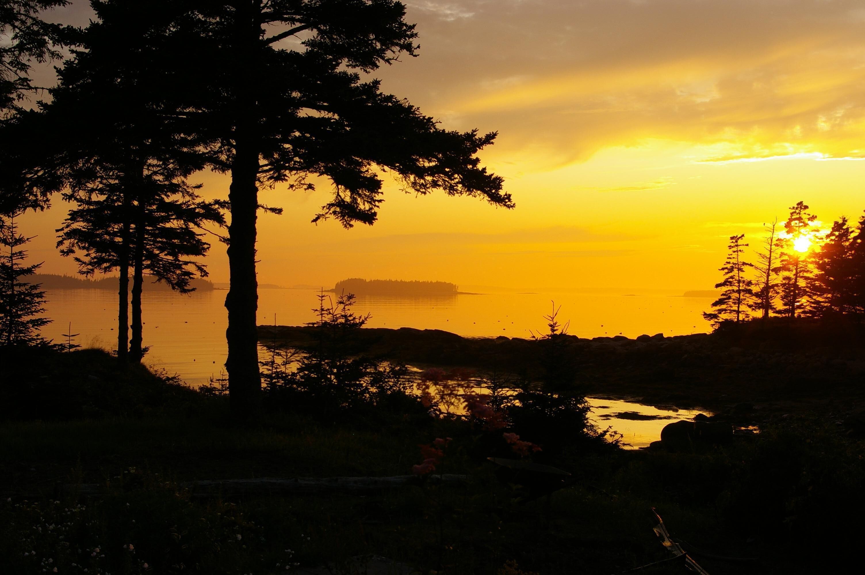 Sunset from front porch. Ram islands in the background.