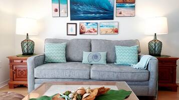 Smart TV, DVD player, video library, stereo