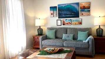 Smart TV, DVD player, video library, stereo