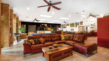 Luxury Penthouse, 5 Bedrooms, Garden View (with 3.5 bathrooms) | Living area | 75-inch flat-screen TV with cable channels, TV, Netflix