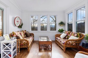 Smart TV, DVD player, books, video library