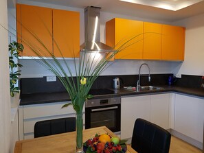Fridge, microwave, oven, dishwasher