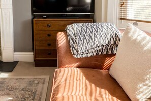 TV, fireplace, books - Elephant & Oxpecker – 2 Bedrooms in Fulham (London)