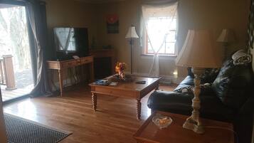 TV connectée, cheminée, livres