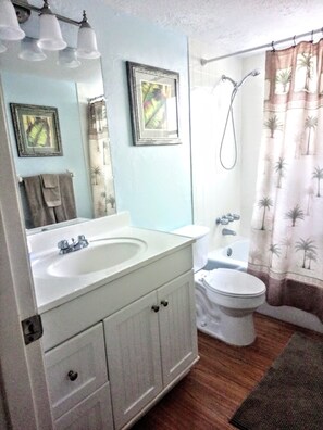 Combined shower/bathtub, hair dryer, towels, toilet paper - Sarasota Near Siesta Key. 2 Brs with King beds, Patio, 1st floor. Large Patio. (Sarasota)