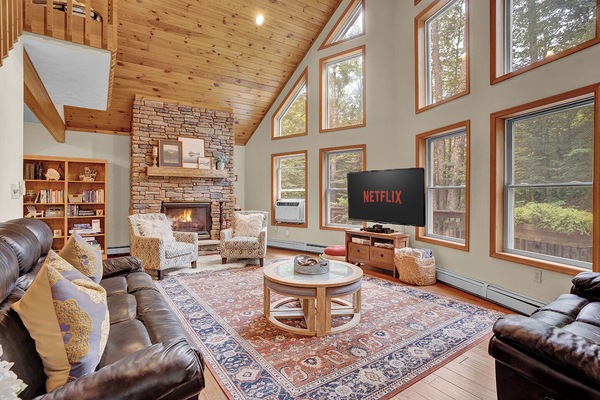 TV connectée, cheminée, jeux vidéo, Netflix