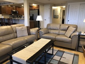 Smart TV, caminetto, lettore DVD, libri