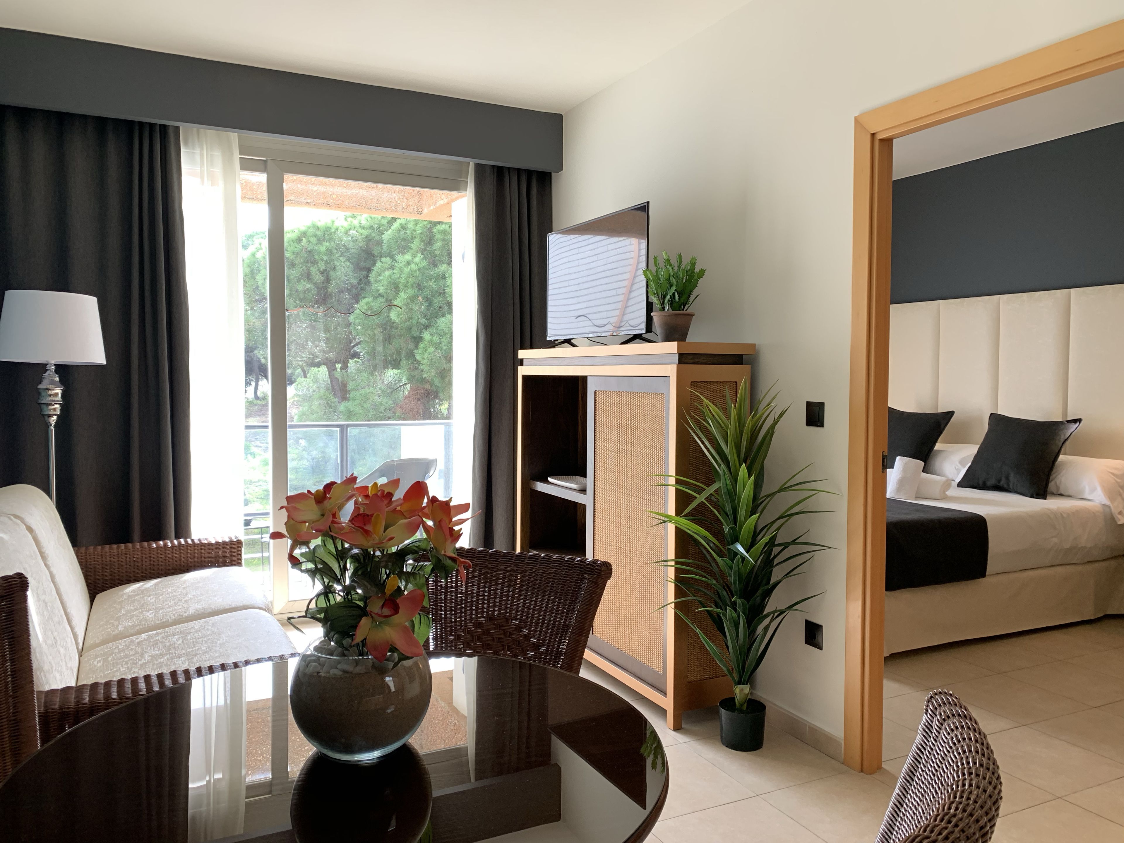 apartment, 1 bedroom (pine forest view) | living room | tv