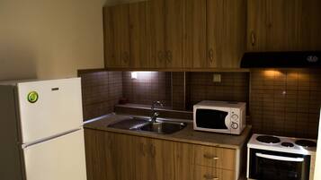 Fridge, microwave, oven, coffee/tea maker
