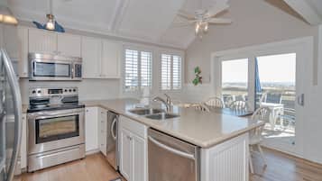 Oven, stovetop, dishwasher, coffee/tea maker