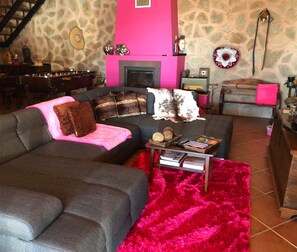 TV, fireplace, DVD player - Quinta Safari House montains and ocean views (Ribeira Brava, Madeira)