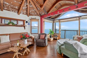 TV, fireplace - Whimsical Wave on Miramar Beach | One of a Kind Direct Beachfront Experience! (Santa Barbara)