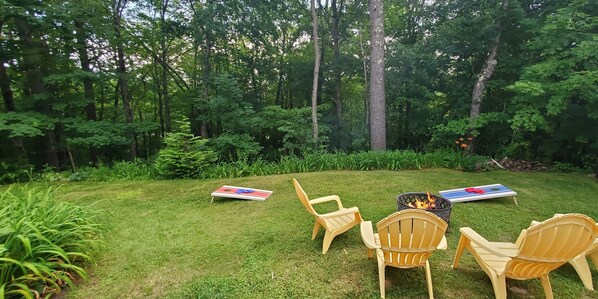 Yard overlooking the woods. - Quaint Cottage in Private Wooded Setting | Close to Lakes | Dogs Welcome (wolfeboro)