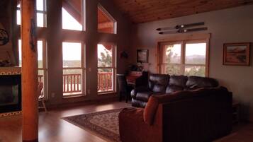 Smart TV, caminetto, lettore DVD, libri