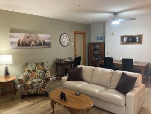 Smart-TV, Kamin, DVD-Player, Bücher