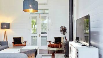 Smart TV, fireplace, Netflix, DVD player