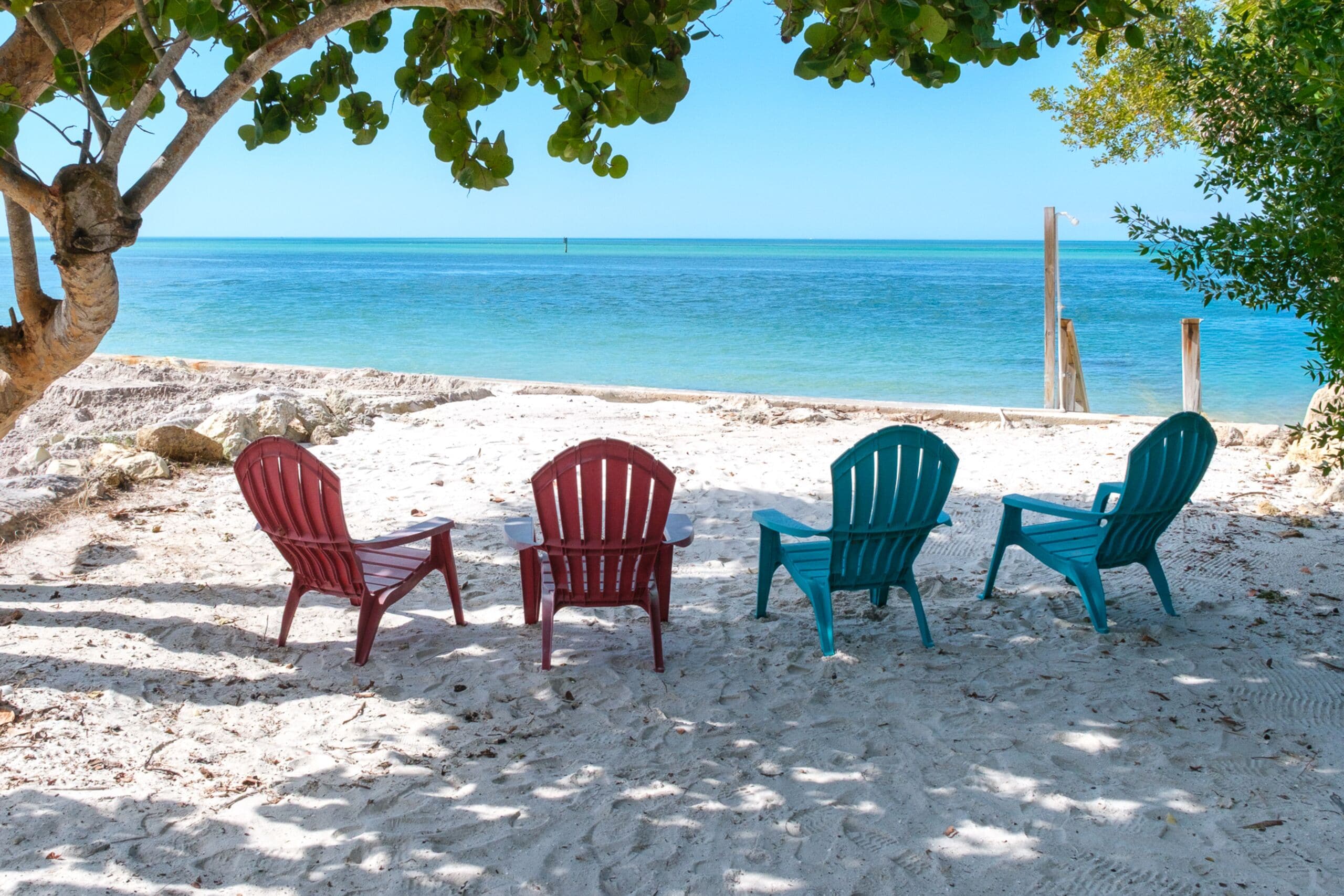 On the beach, sun-loungers, beach towels
