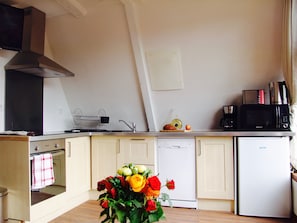 Fridge, microwave, oven, stovetop - Beautiful Panoramic View apartment in Sarlat center (Franreal) (Sarlat-la-Canéda)
