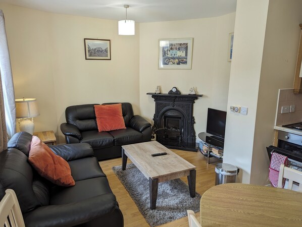 TV, fireplace