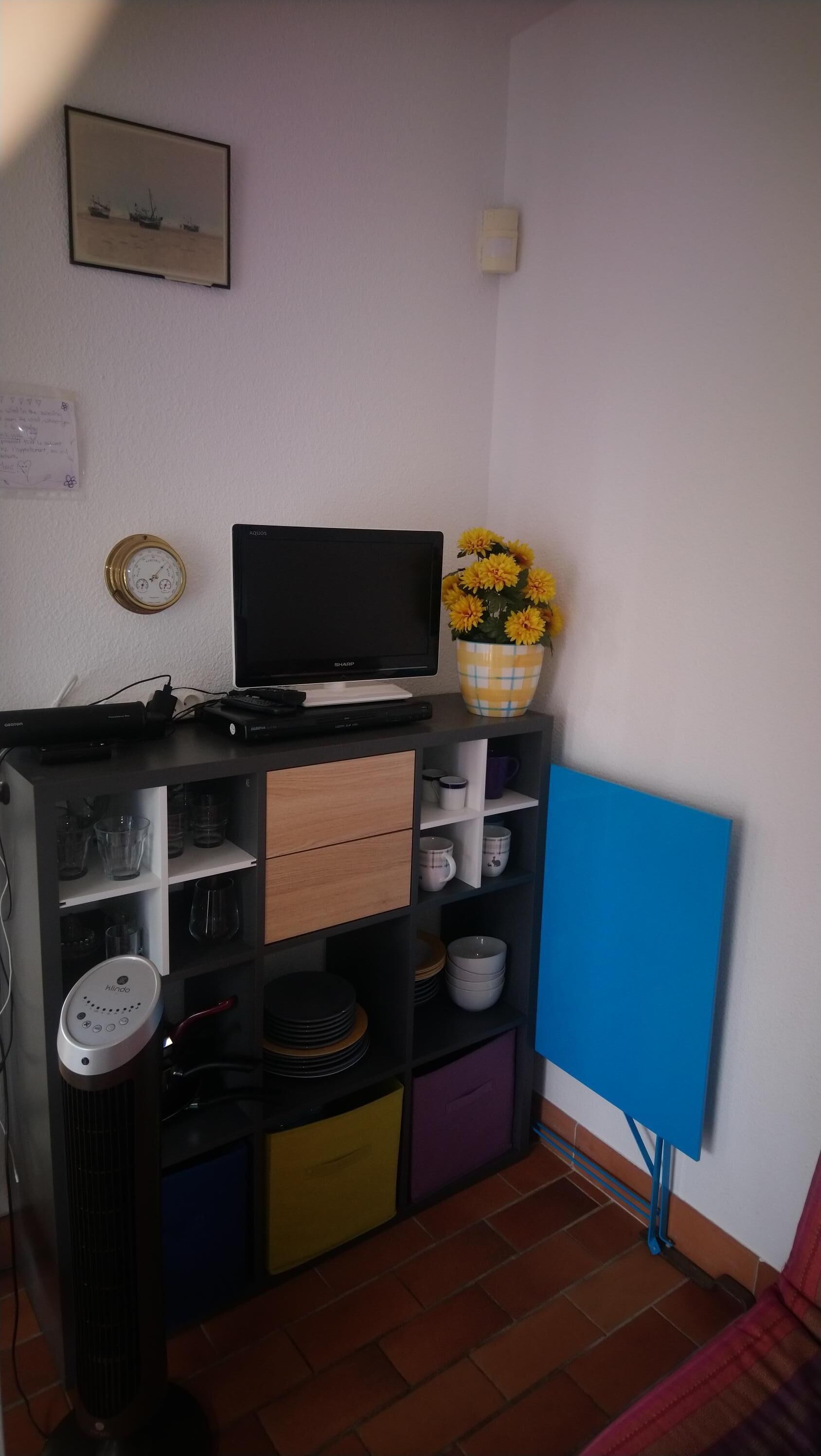 TV, Fan,  Storage, Spare Table