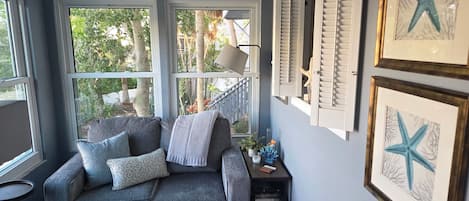 Smart TV, fireplace, DVD player