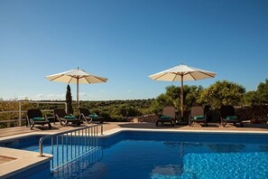 Outdoor pool - Modern, spacious, private, views of olive groves and sunset from pool house (Binibequer)