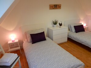 2 bedrooms, iron/ironing board, travel cot, bed sheets