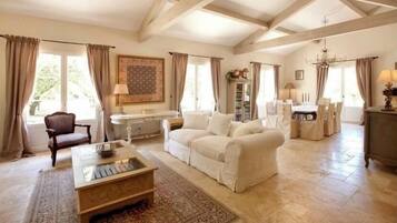 Televisio, takka, pöytÀtennispöytÀ, kirjoja