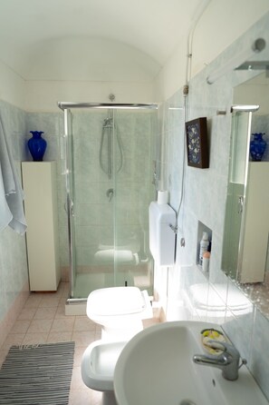 Dusche, Haartrockner, Bidet, Handtücher