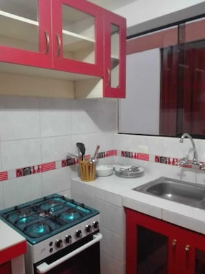 Fridge, microwave, oven, dishwasher