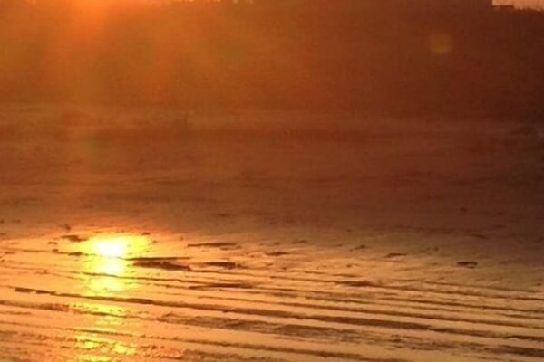 view from beach looking back at camp